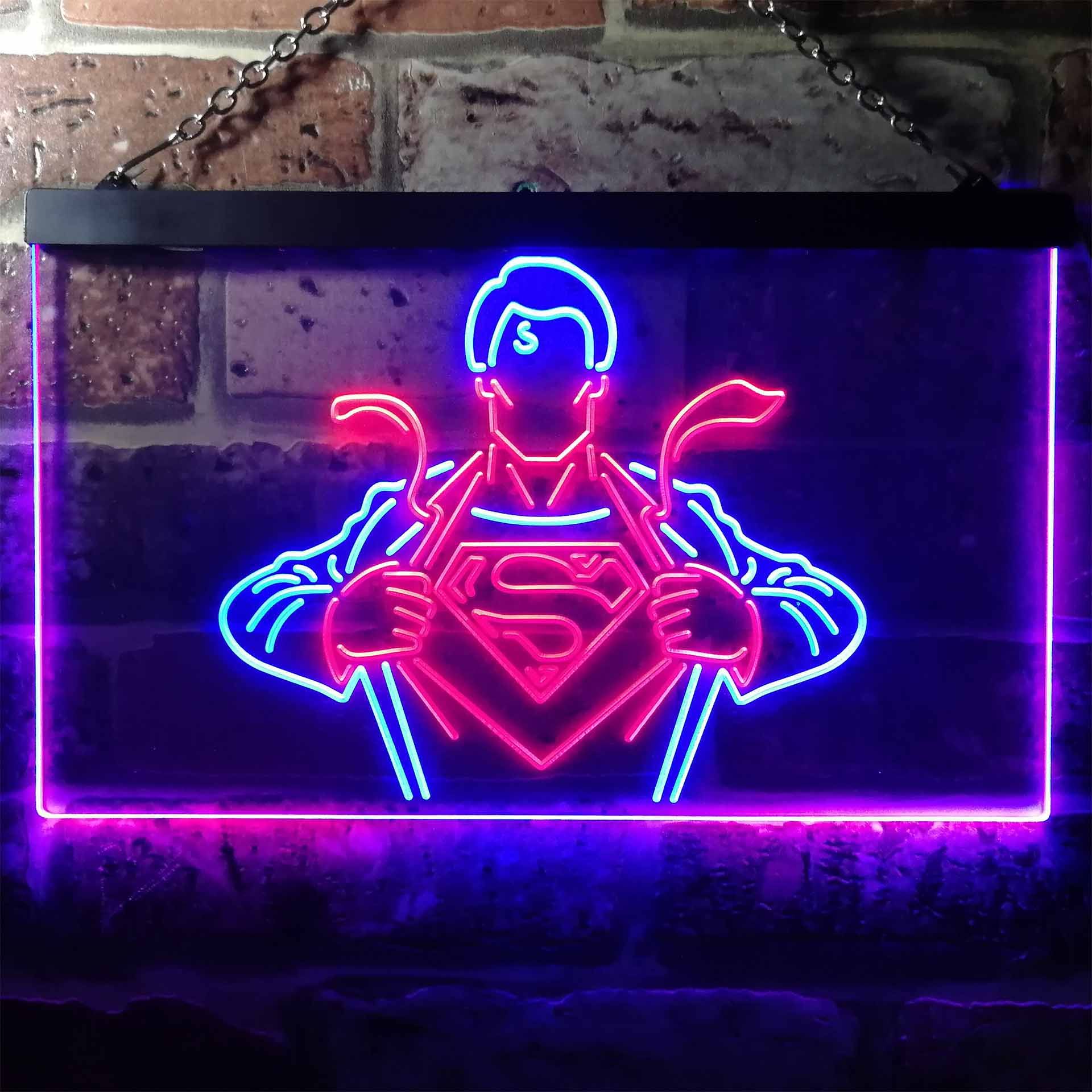 Superman Clark Kent Dual LED Neon Light Sign